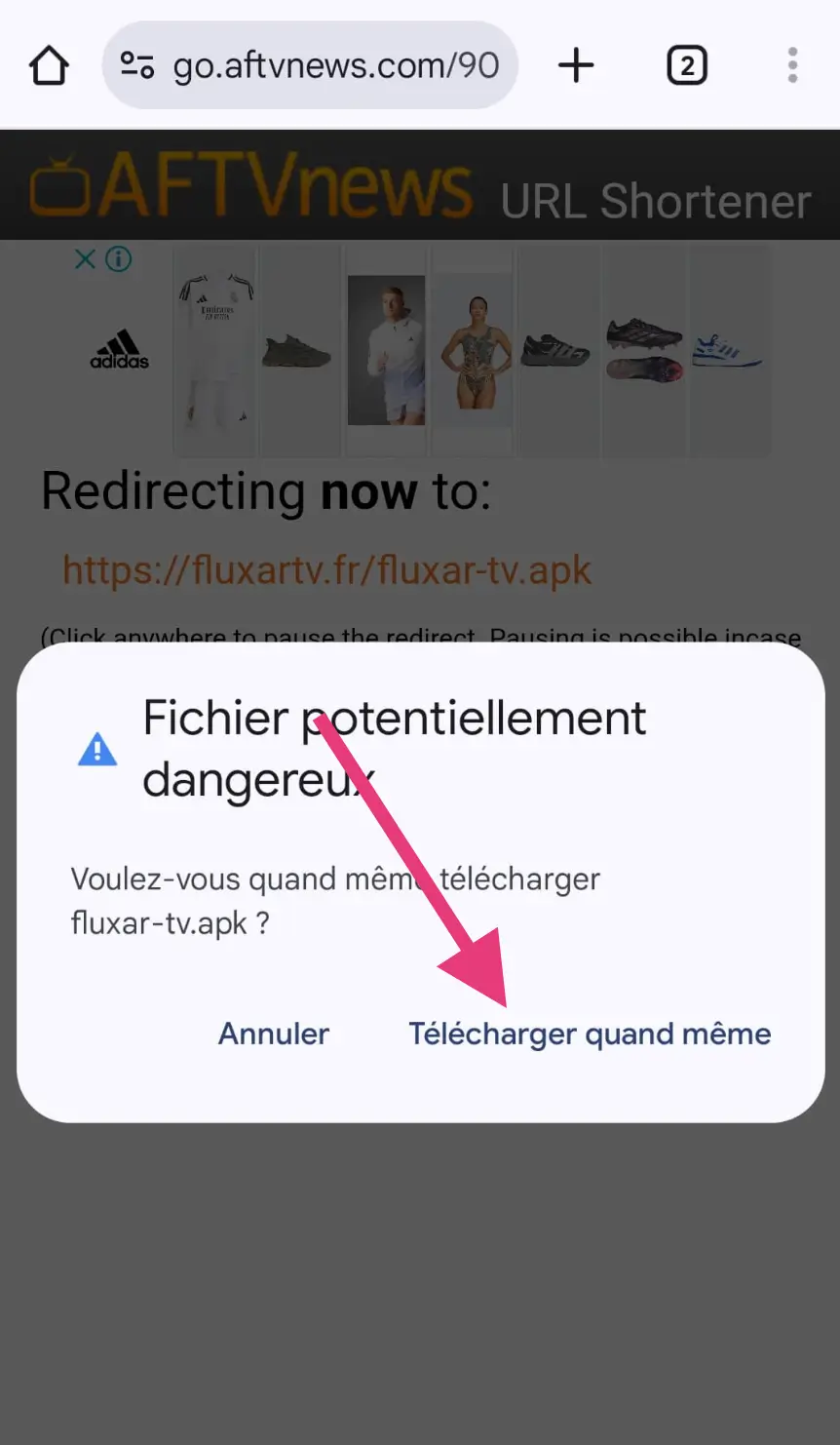 Etape de telechargement de l'application IRON TV MAX sur Android